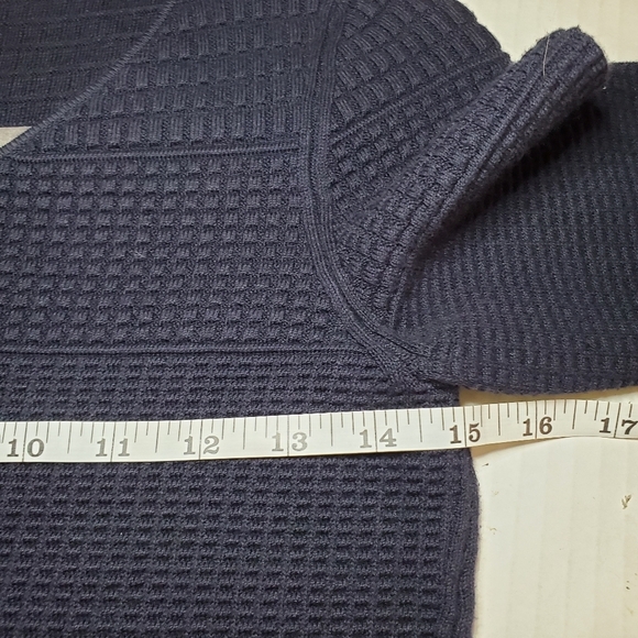 Talbots Navy Mixed Media Textured Sweater Dress Size SP - Picture 6 of 9